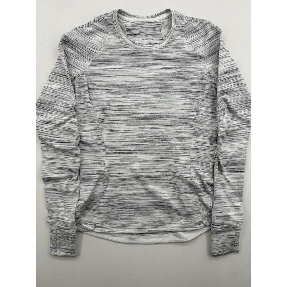 Lululemon‎ Runderful Long Sleeve Space Dye Camo White Silver Spoon 8 Athletic